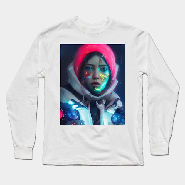 Cyberpunk netrunner girl Long Sleeve T-Shirt by Blowfish